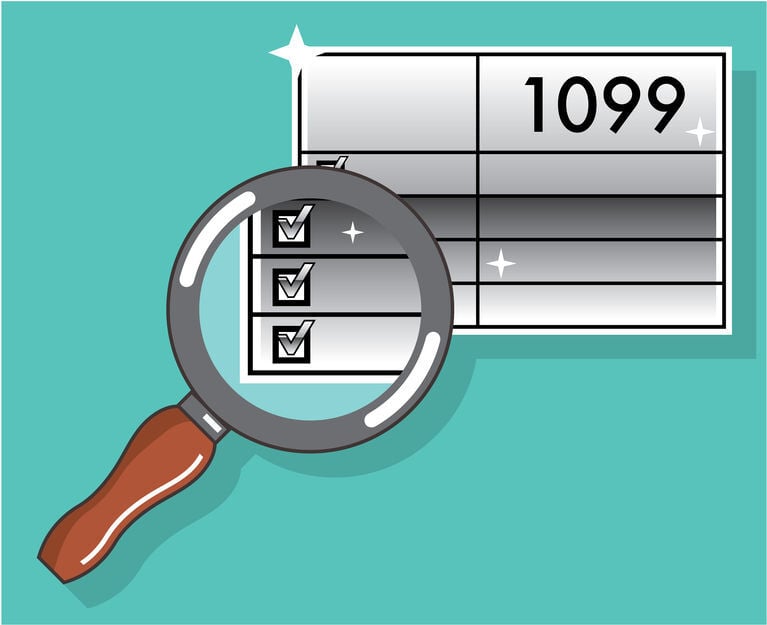 Form 1099 under magnifying glass vector illustration clip-art image